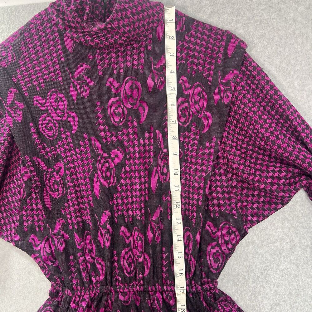 Vintage 1980s California Girl by Petrina Aberle floral houndstooth knit s/m* - Picture 14 of 16